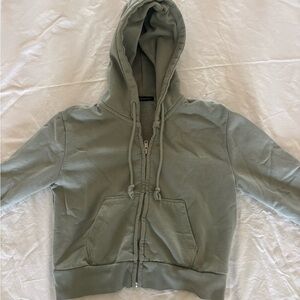 Brandy Melville Cropped Teal Zip Up